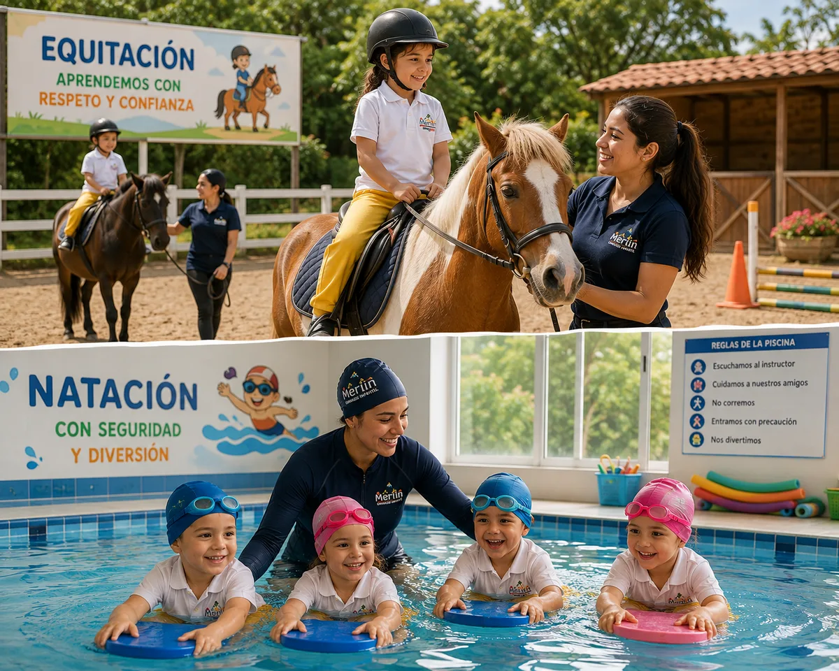 Equitación y natación en el Gimnasio Infantil Merlín